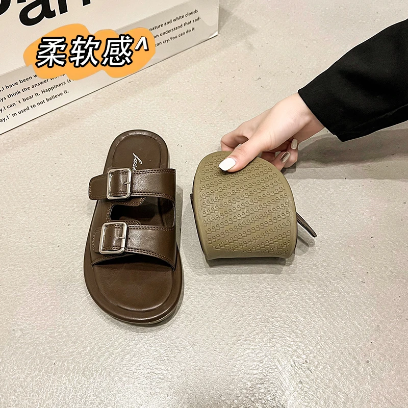 Summer Women\'s Slippers Nubuck Birkenstocks Woman Cork Slipper Casual Beach Double Buckle Sandals Non-slip Slides Shoes