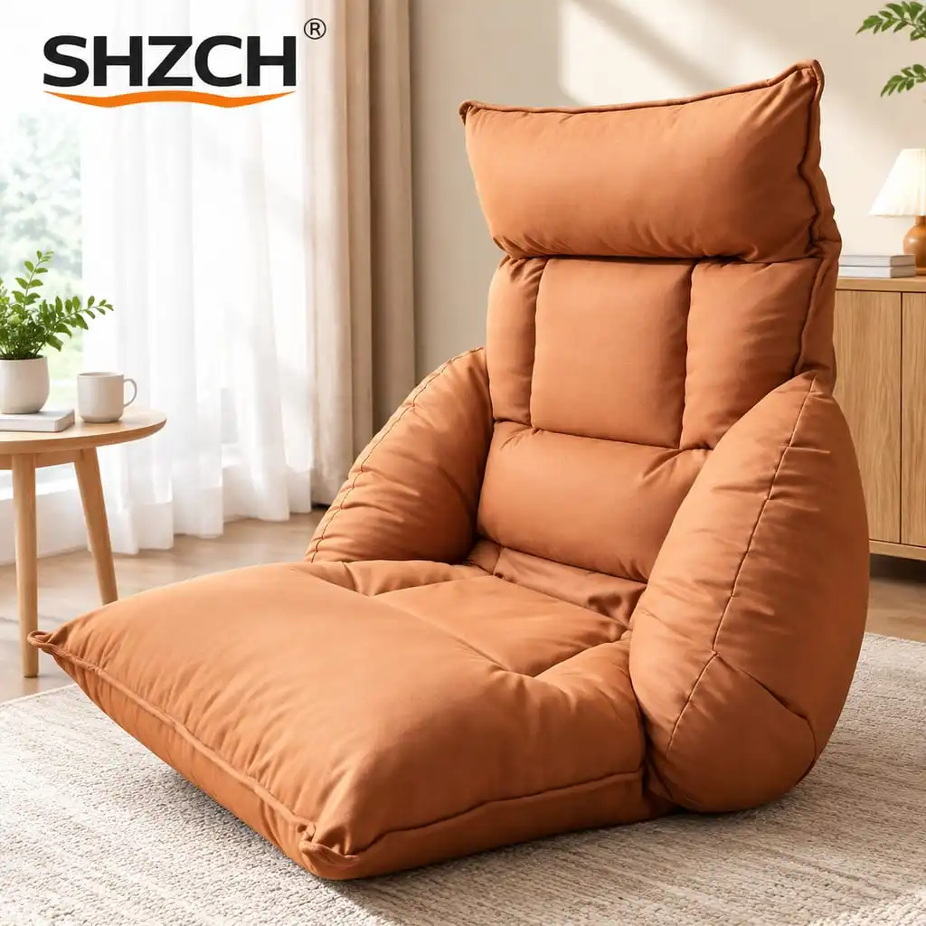 Fabric Lazy Sofa Chair Foldable Floor Lounger Living Room Adjustable Recliner Comfy Reading Seating Compact Lounge Furniture