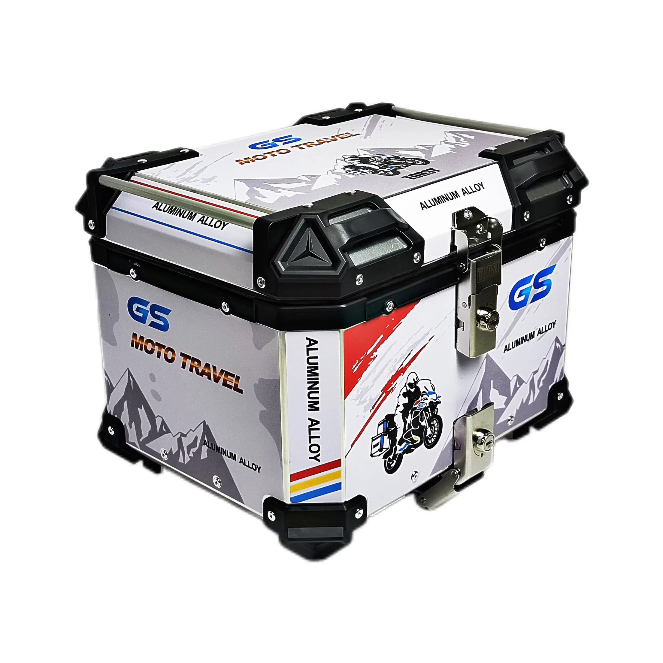 

STLF Motorcycle Waterproof Top Box Luggage Storage Cases Travel Aluminium Alloy Motorbike Tail Box 45L