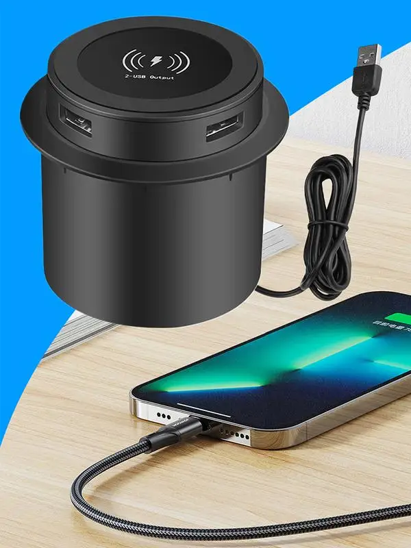 Under Desk Wireless Charger Multifunctional 3in1 Fast Wireless Charger USB Desktop Embedded Wireless Charger For Smartphone