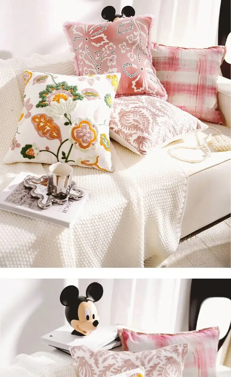Boho Blumenbestickte Kissenbezüge, superweiche, getuftete Plüsch-Dekokissenhüllen für Sofa, Bett, Wohnzimmer, Heimdekoration – Detail 11