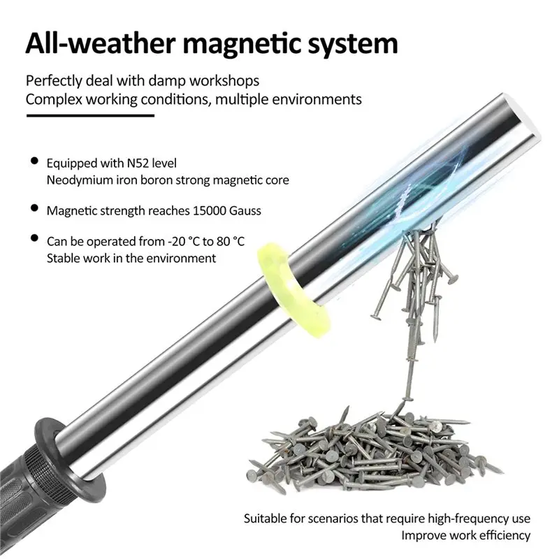 ABDJ-Iron Remover Magnets With Handle Absorber Pick Up Rod For Pickup Nails Screws And Metal Scraps 580X 180