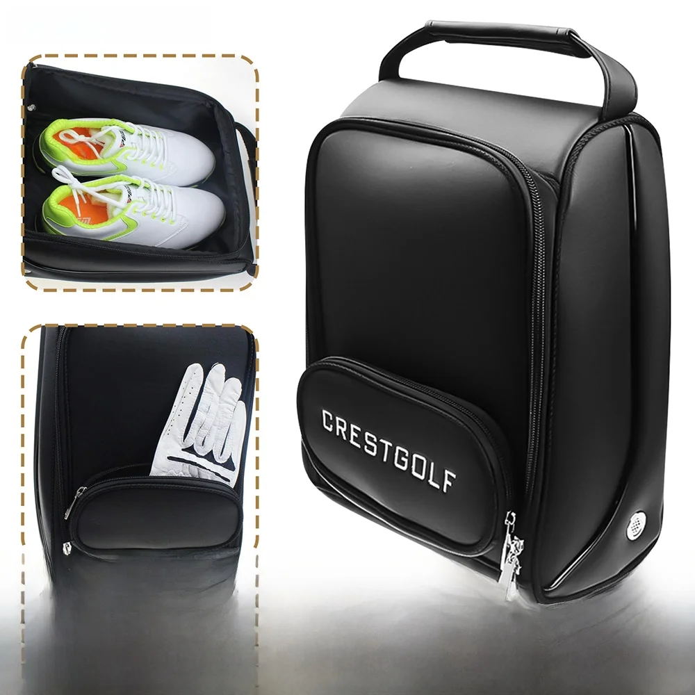 crestgolf-ゴルフシューズバッグ-軽量-pu-レザー-通気性-防水-旅行用ゴルフ用品バッグ-スポーツ-フィットネス-ファン用品