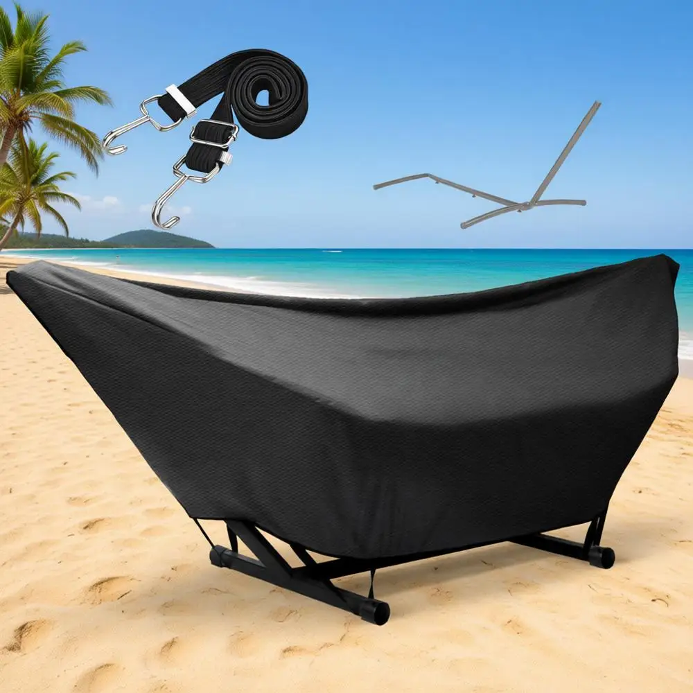 

Водонепроницаемый чехол для уличного гамака, 10-15 тонн, с эластичными веревками, регулируемой пряжкой, на молнии, 420D, для сада, патио, пляжа (черный)