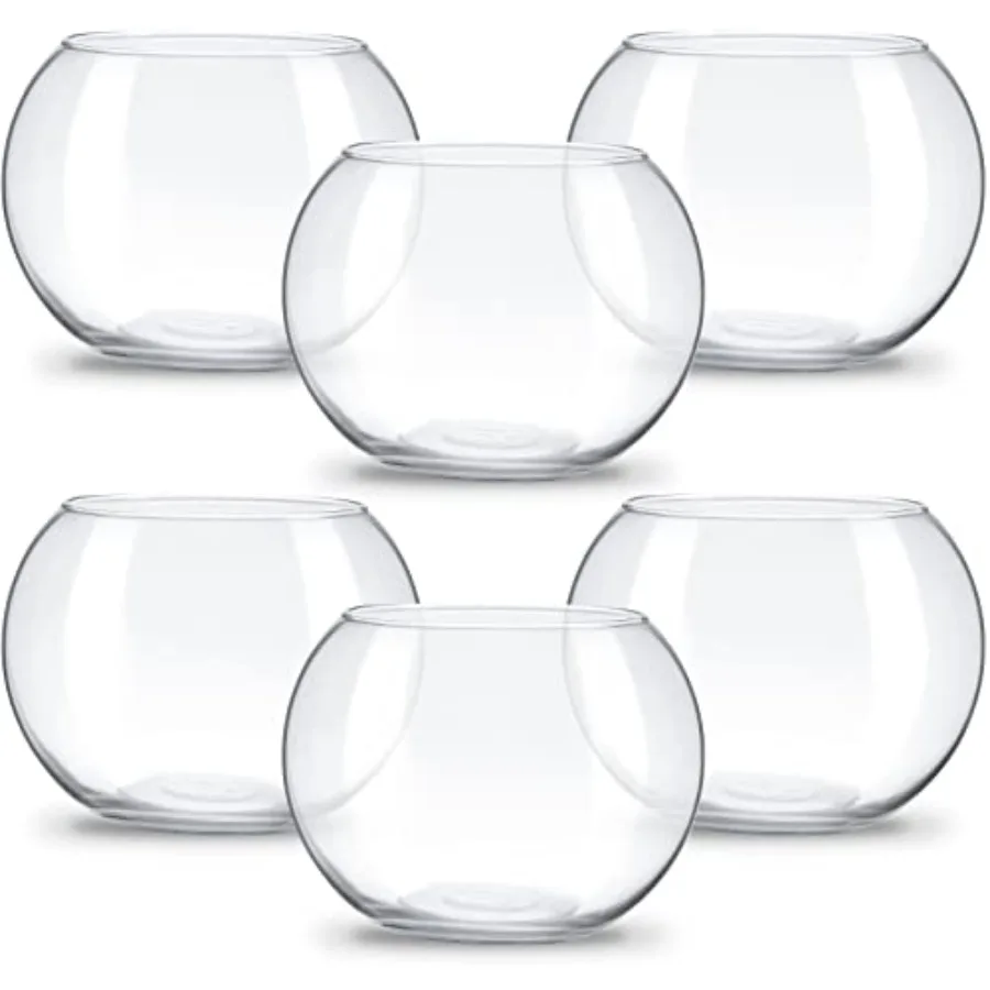 

Wedding and home decor clear glass bubble vase, round transparent planter for flowers or fish, 6 pcs set, 4.5 x 3.7 x 5.9 inch