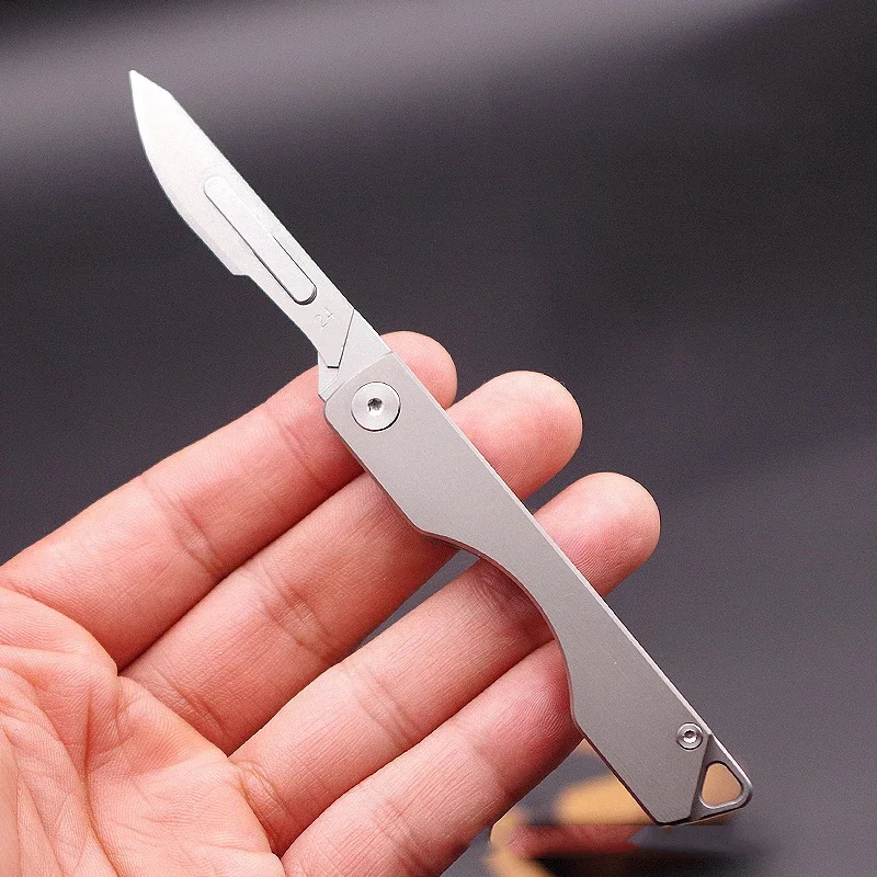 

NEW Outdoor EDC Titanium Alloy Mini Scalpel Cutting Paper Sharp Folding Knife Utility Knife Portable Open Express Knife