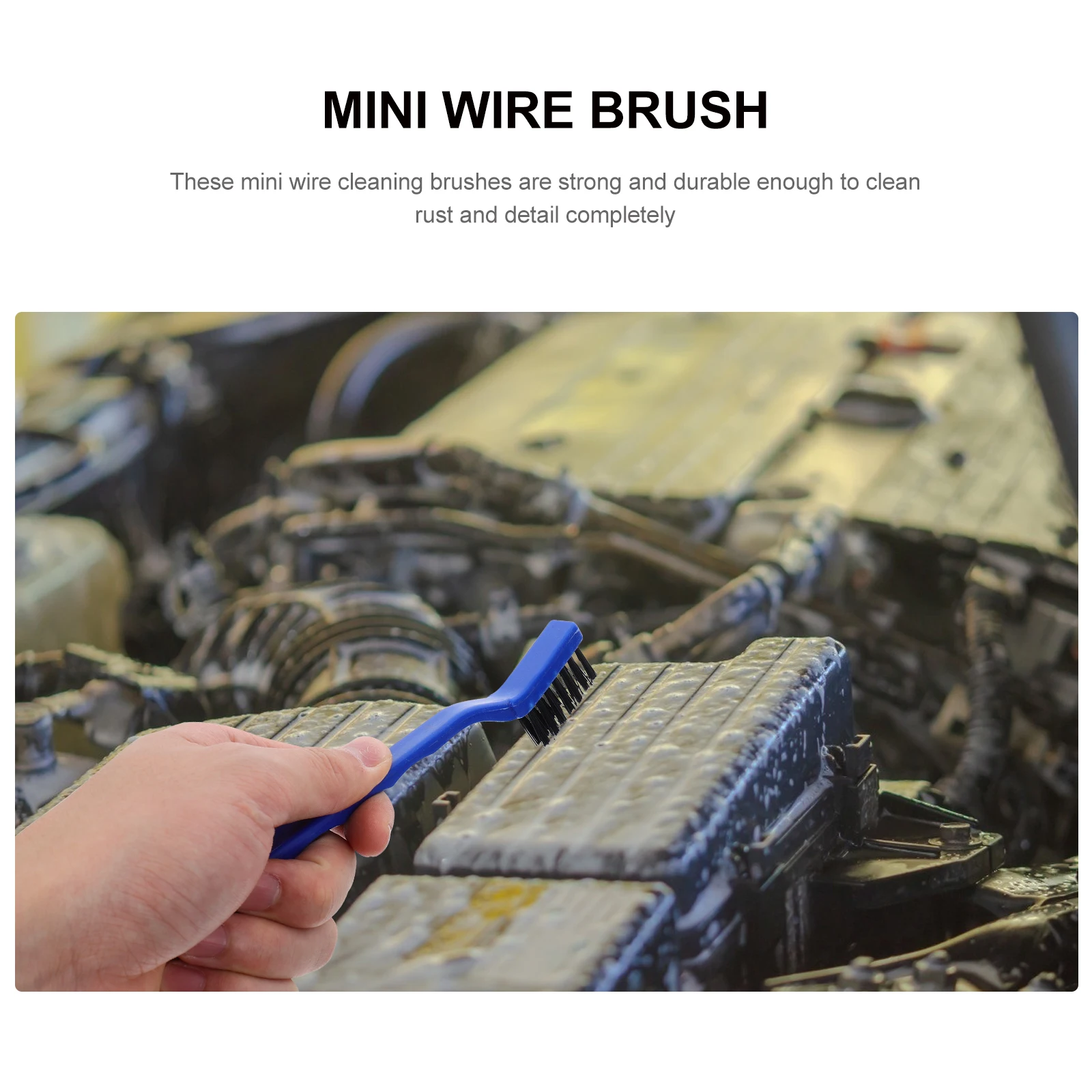 

6pcs Engine Cleaning Brush Mini Wire Bristle Masonry Steel Rust Remover Unfinished Metal Parts Scrubber Tool Kit