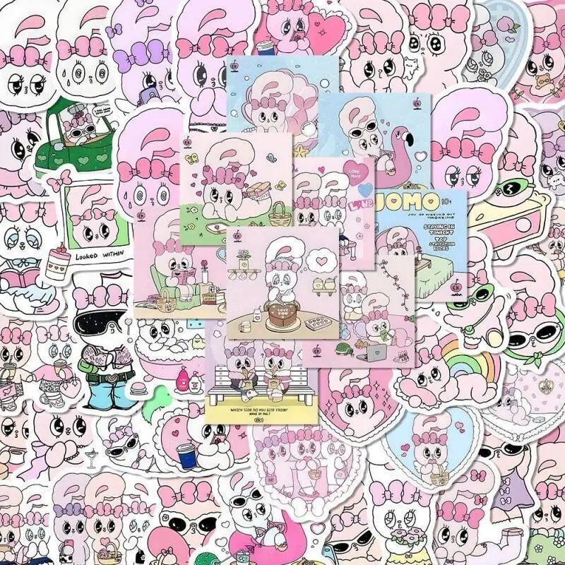 55 قطعة من ملصقات استير الكرتونية اللطيفة على شكل أرنب إبداعي ملصقات قطع مستقلة لكوب الماء وحافظة هاتف لسطح المكتب ألعاب تزيين ذاتية الصنع