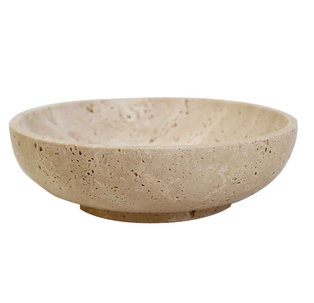 D20xH6cm Luxury Natural Marble Turkey Calacatta Viola Fruit Nut Bowl for Kitchen Home Decor Storage Travertine Container