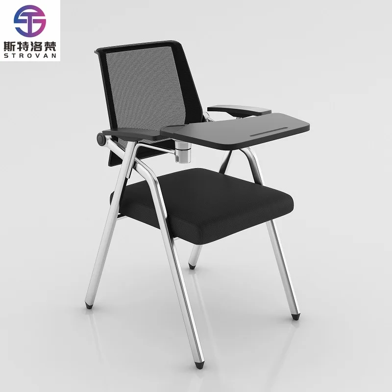 

School Furniture Student Lecture Training Chair Study Office Mesh Folding Training Chair with Writing Pad