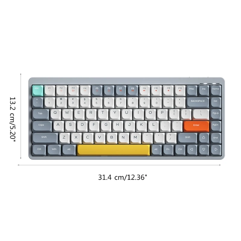 Wired/2.4G BT 5.0 YK75 White Backlight Mechanical Gaming Keyboard 75% Double Shot PBT Keycaps Compact Keyboard Dropship