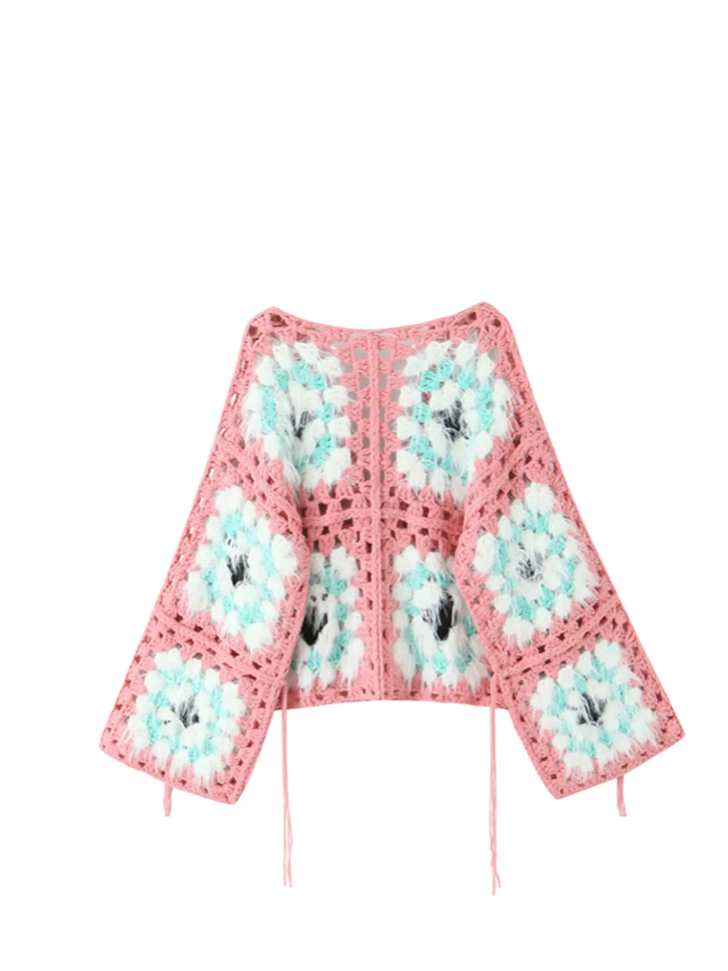 

Handmade Vintage andmother id Open Cardigan Loose Belted Knitted Sweater Holiday Outerwear Women Ethnic Sle Loose Fit