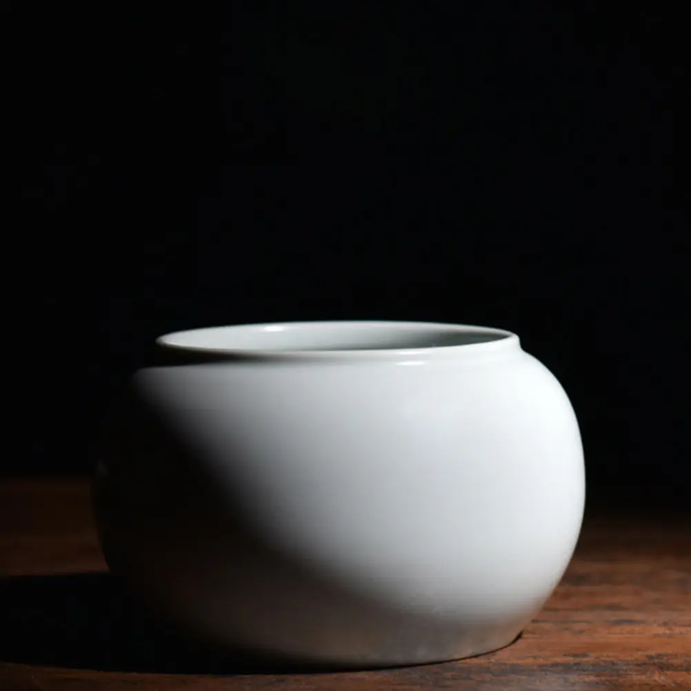 1Pcs Ceramic Ink Brush Washer Porcelain Water Pot Tea Basin Suitable for Calligraphy Painting Tea Ceremony Office Stationery Use