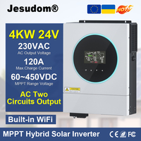 4KW Off Grid Hybrid Solar 24VDC to 230VAC Built-in Wi-Fi with 120A MPPT Solar Charge Controller Solar Hybrid Inverter