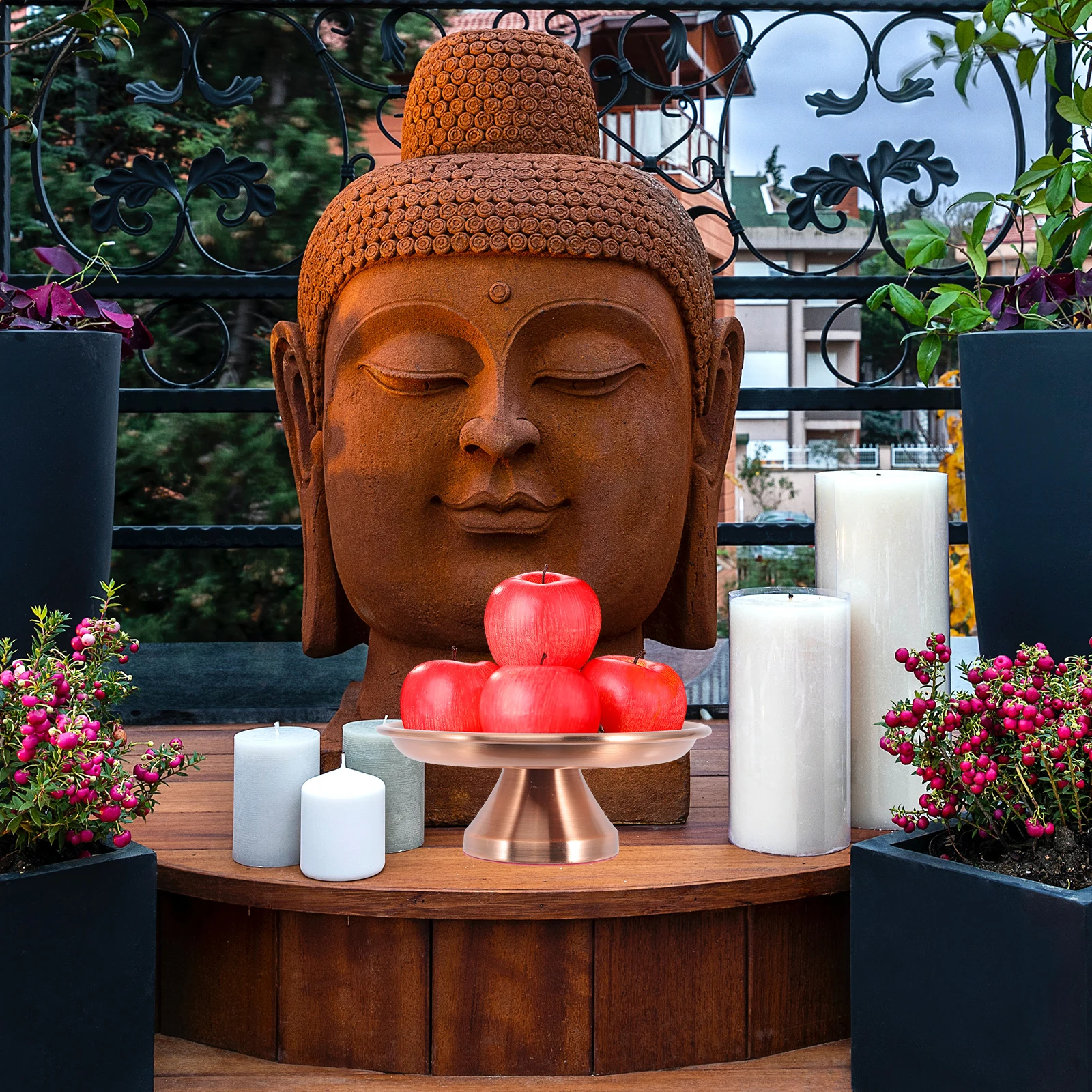 

Alloy Buddhist Offering Plate Classic Temple Fruit Tray Small Size Large Capacity Buddhist Worship Plate Sacrificial Fruit