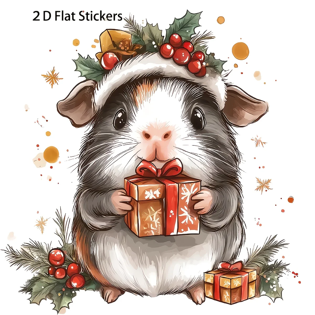 

1PC Lively Gingerbread & Houses Christmas Tree 2D Flat Sticker for Decor & Creative Styling" Sticker