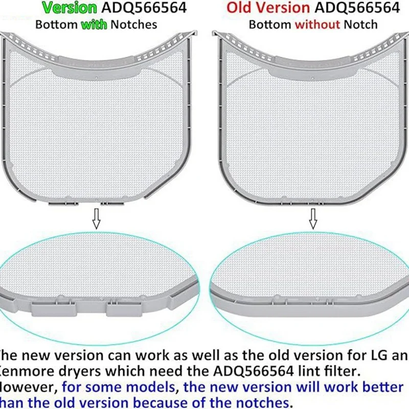 ADQ566564 Lint Filter Replacement For  And Kenmore Dryers Dryer Lint Trap Bottom With Notches With Dryer Cleaner Brush