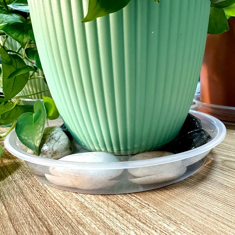 4 Pack Clear Plant Saucer 12 Inch Plastic Plant Saucers Durable Thicker Plant Tray Flower Pot for Indoor Outdoor Garden