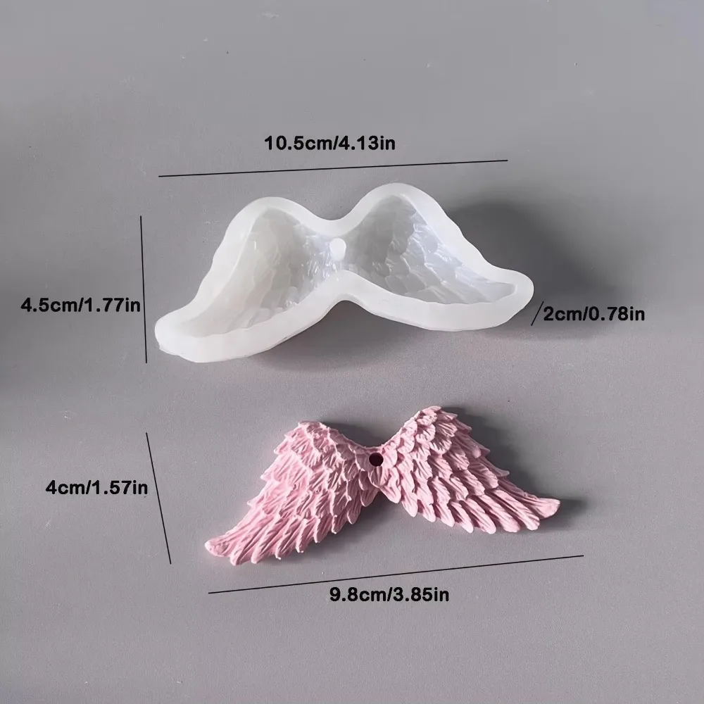 2pcs Creative Compact Angel Wings Shape Pendant Silicone Mold Car Hanging Casting Plaster Mold - view 3