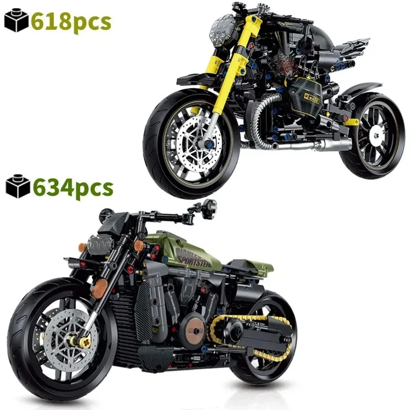 

Technical Motorcycle Building Blocks Bricks Harleys Motorbike Locomotive Road Racer Toy DIY Combined Model Birthday Toy Gifts