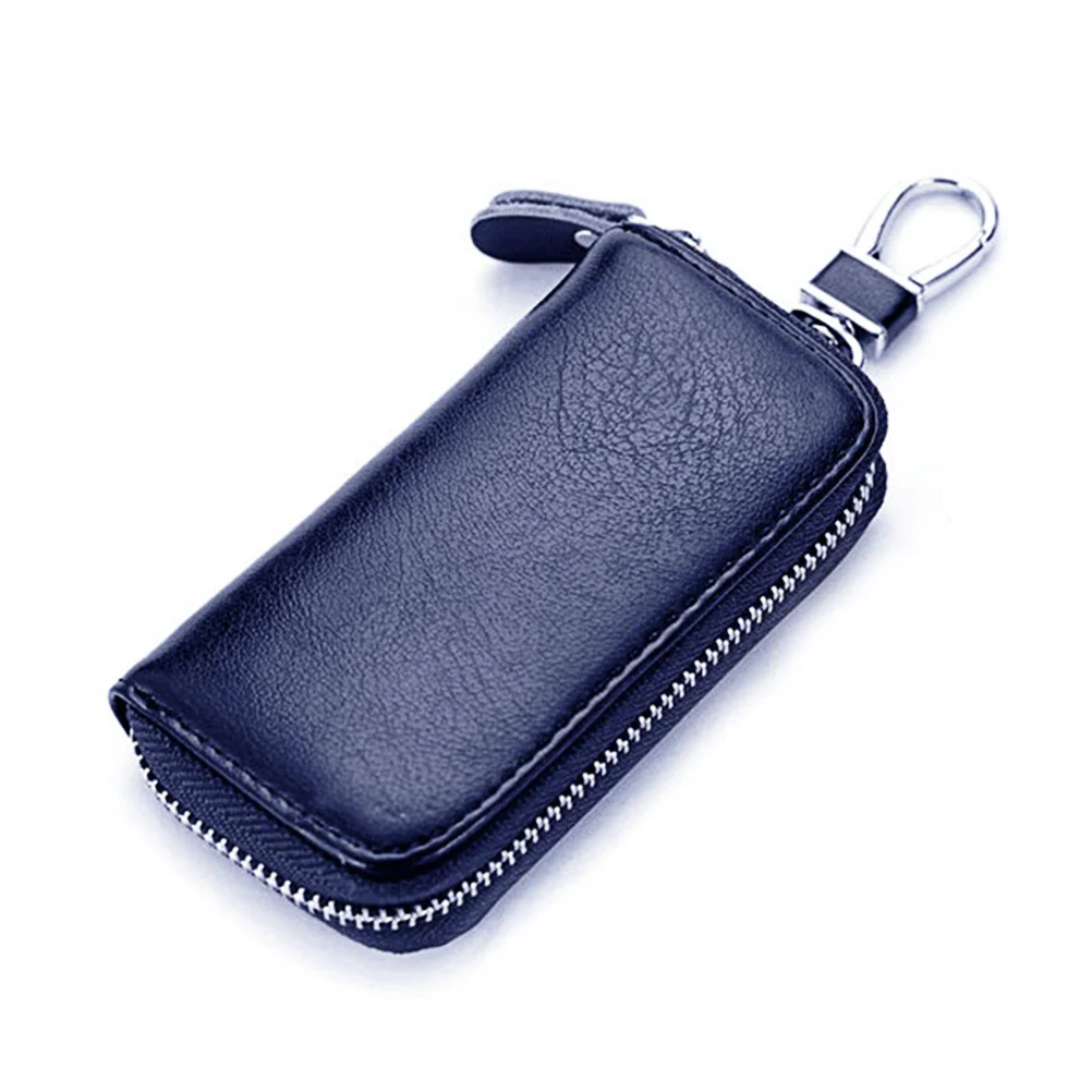 

Car Key Case Wallet Blue Zipper Closure Multi-Function Durable Practical for Men Hold Coins and Small Changes