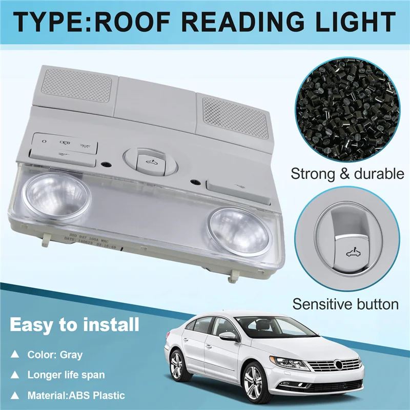 

Excellent-35D947105A Roof Reading Light Ceiling Light Skylight Switch Interior Lighting For VW CC 2010-2018