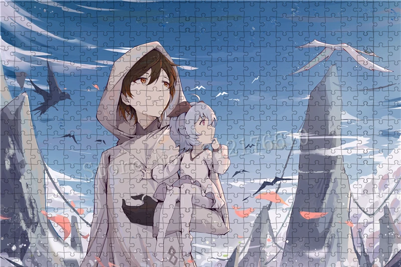 Ganyu Genshin Impact Puzzle 300/500/1000 Teile Braunes Haar Zhongli Anime Spiel Spielzeug Dekompression Pädagogisches Handwerk Geschenk