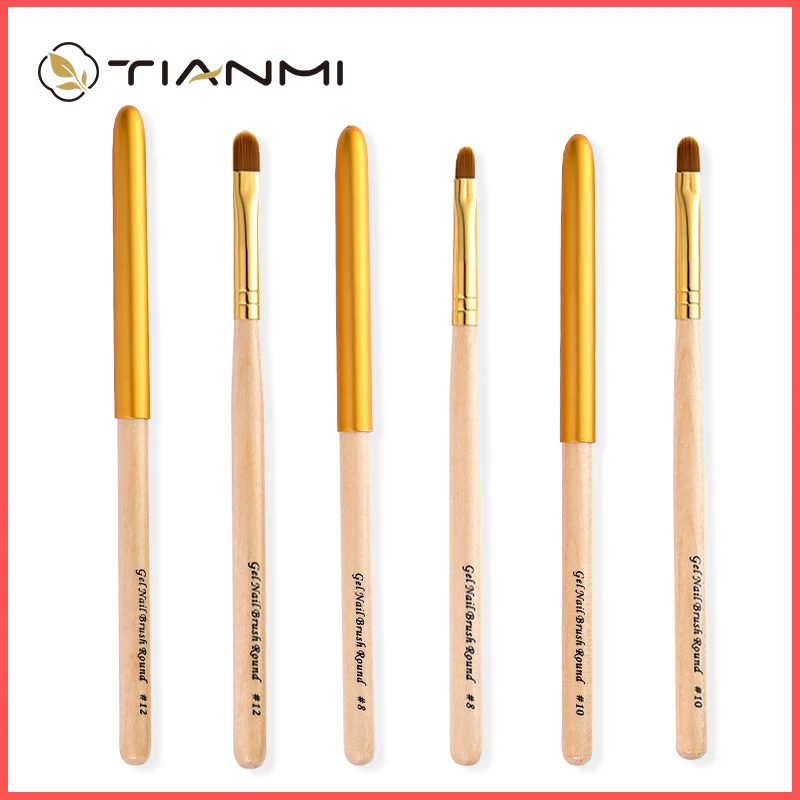 TIANMI Wood Nail Art Brushes Fashion Manicure Nylon Hair Carving Painting Pen Set DIY UV Gel Nail Polish Extension Builder