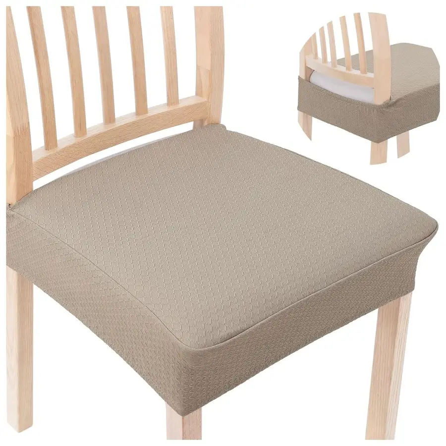 

Stretch Jacquard Seat Covers for Dining Room Chairs Set of 6, Removable Washable Chair Seat Protector Slipcovers, No Rear Covers