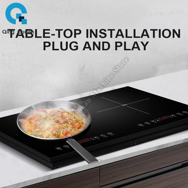 Cocina de Inducción de doble extremo para el hogar, horno doble integrado, multifuncional, de alta potencia, comercial