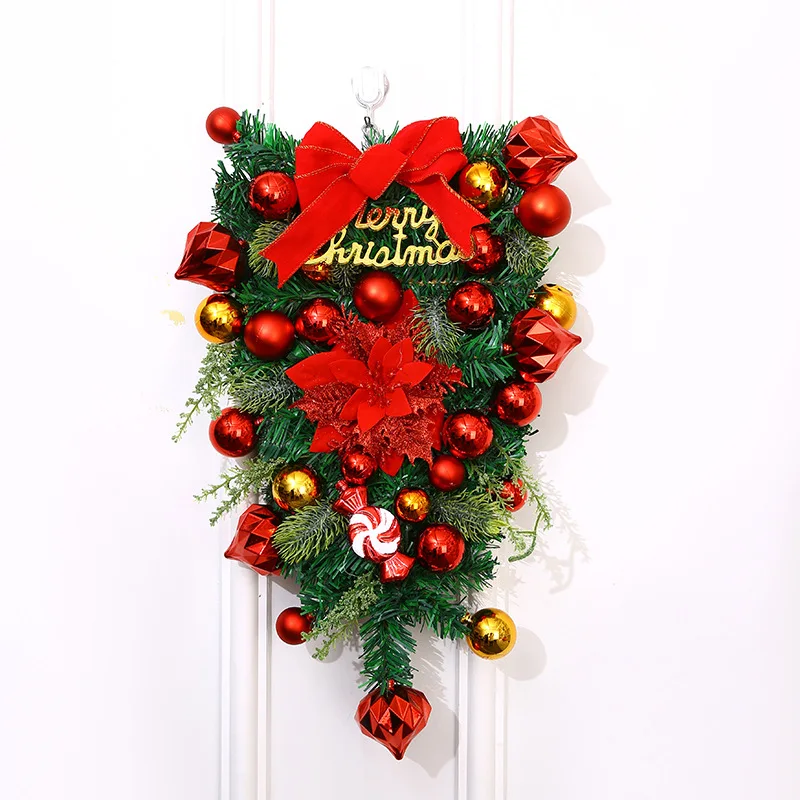 

Креативная рождественская гирлянда для двери с перевернутым бантом-елочкой для оформления окна, новогодний дверной венок