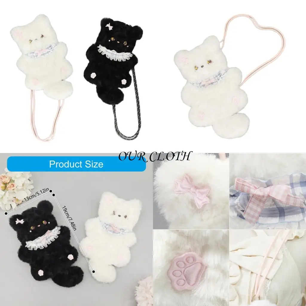 

Plush Crossbody Bag with Adjustable Shoulder Strap,Cats Shaped Purses Gifts Y1AC