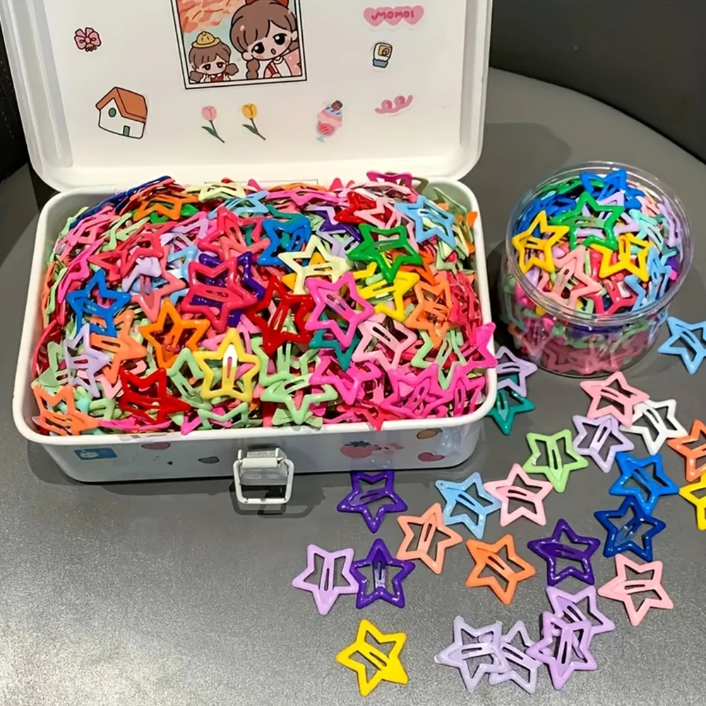 60 Stück zufällig ausgewählte Macaron-Farbene Hohle Pentagramm-Haarspangen, Süße Niedliche Mädchen-Seitenklammern für abstehendes Haar, Vielseitige Haaraccessoires für Kinder – Detail 4