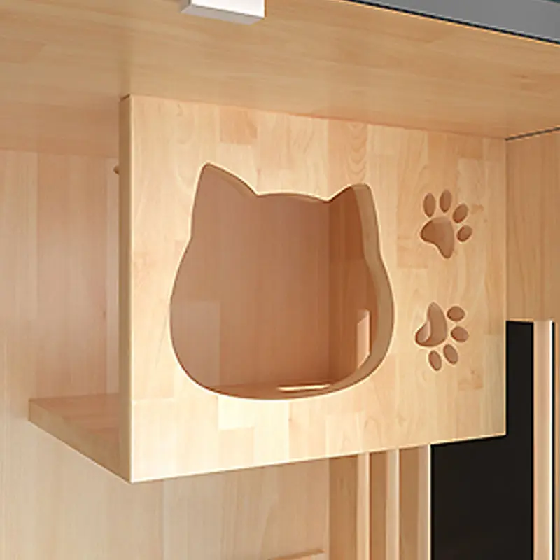 Discount Cat Villa Luxury Large Solid Wood Pet House Multifunction Cat Furniture Panoramic Display Cabinet Modern Cat Cabinet