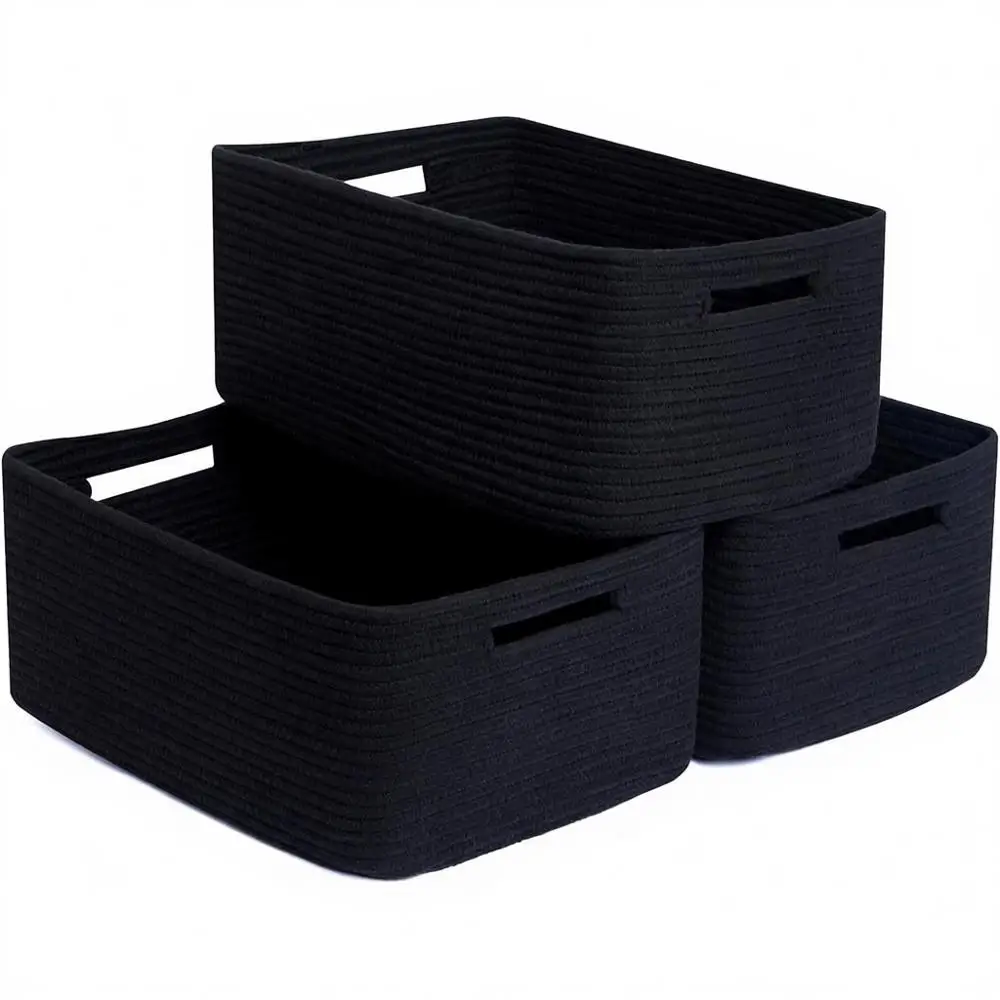 

Большие корзины для хранения, органайзеры для шкафа, корзины для одежды, одеял, полотенец, детских вещей, игрушек, плетеные корзины из веревки, 17 x 13 x 7.5.