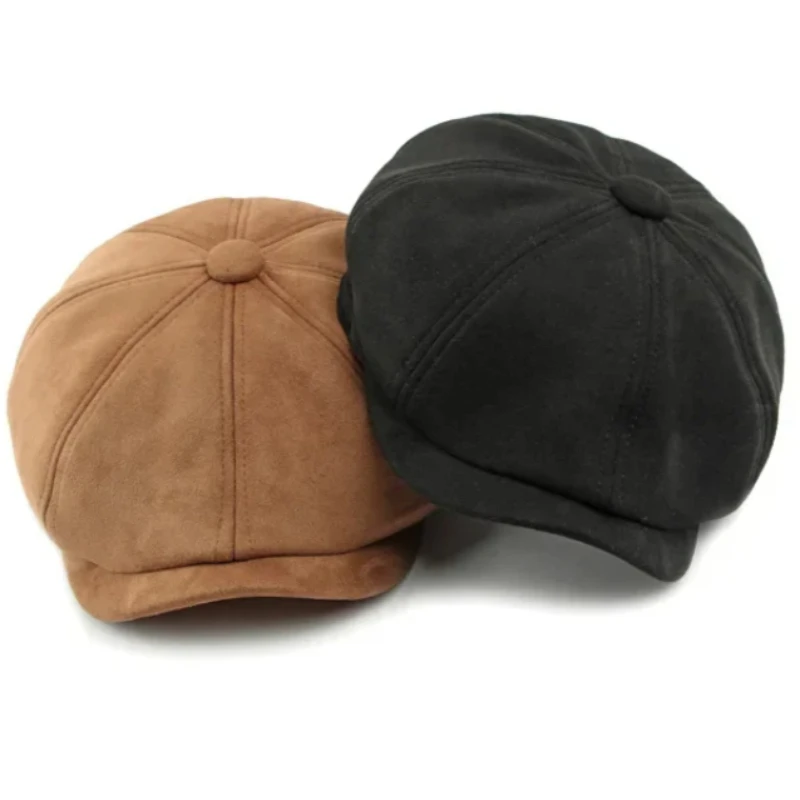 

Spring Summer New Retro Suede Berets Men's Painter Hats Ctagonal Bat Hat Newsboy Hat Duckbill Hat Women's Light Plate Beret