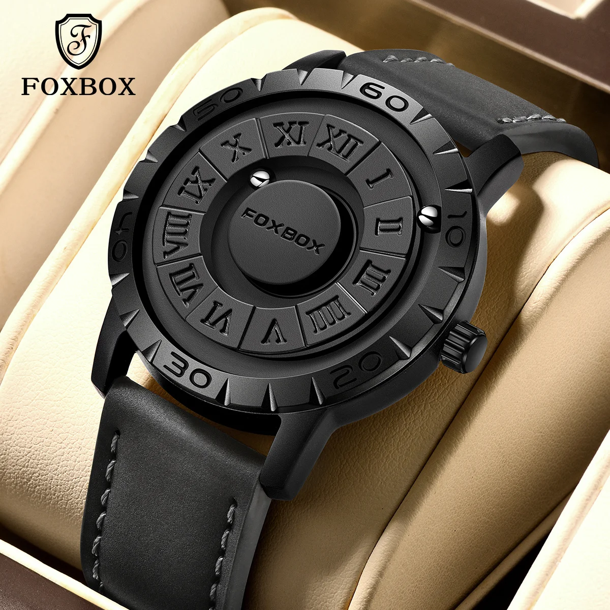 

Мужские часы FOXOBX, модные креативные кварцевые наручные часы с вращающимся указателем, кварцевые наручные часы с магнитной силой, военные спортивные водонепроницаемые часы для мужчин