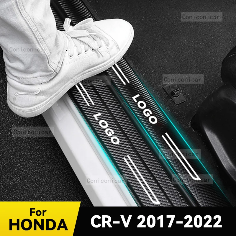 

Для HONDA CR-V 2017-2022 2021 Накладка на порог автомобиля педаль Декор углеродное волокно Водонепроницаемый защитный стикер аксессуары