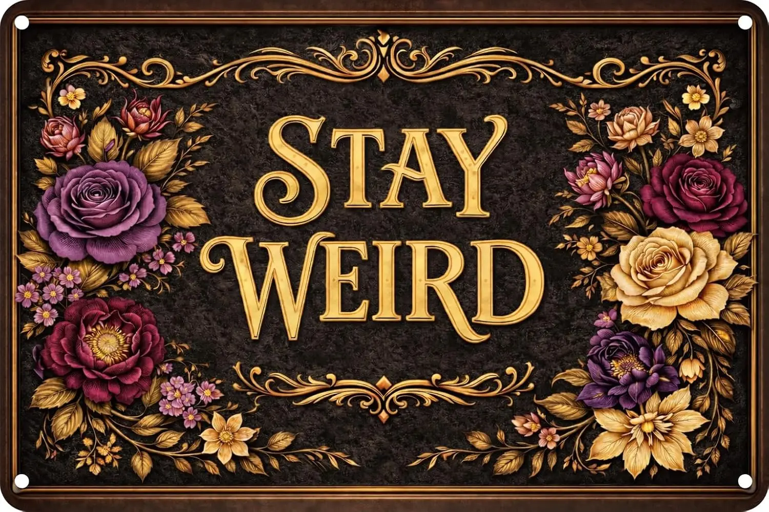 STAY WEIRD Vintage Metal Tin Sign, Gothic Decor for Bedroom, Bar, Man Cave & Home Wall Decoration  --Tin Sign