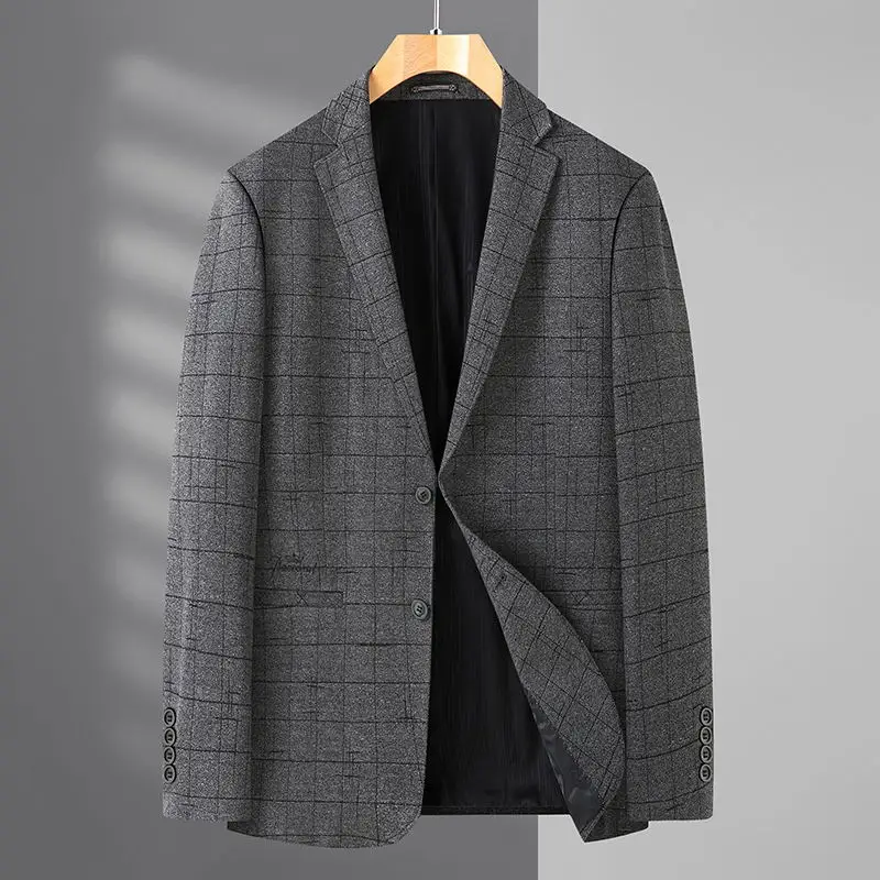 Men's Four Seasons New Casual Loose Line Plaid Suit Long Sleeve Blazers Double Breasted Oversized XL-7XL Optional Men's Suit