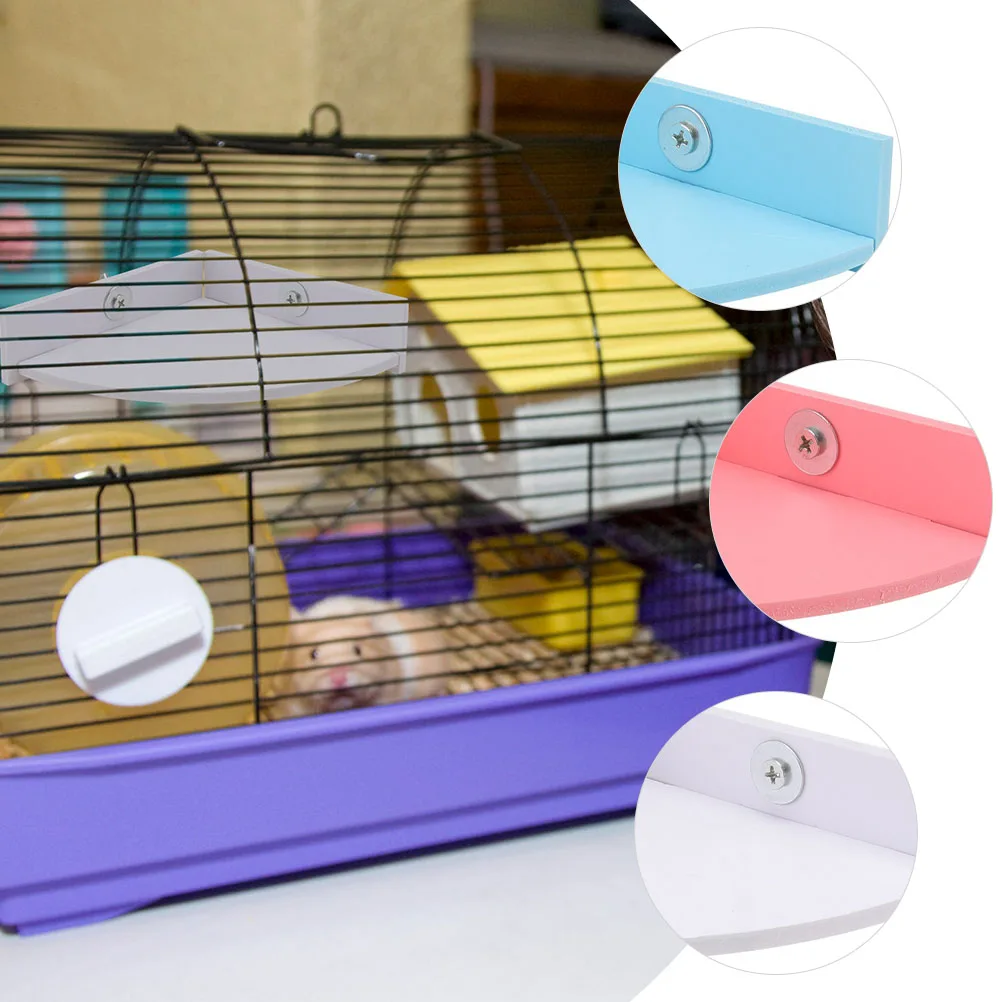 3 pçs plataforma de gaiola de hamster branco pvc forrageamento brinquedos indoor escalada triângulo placas casas para animais de estimação materiais seguros fáceis