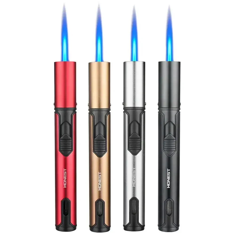 HONEST Cigar Lighter Jet Flame Portable Butane Torch Lighter with Punch Mini Plastic Cigarette Lighter For Gift （No Gas）
