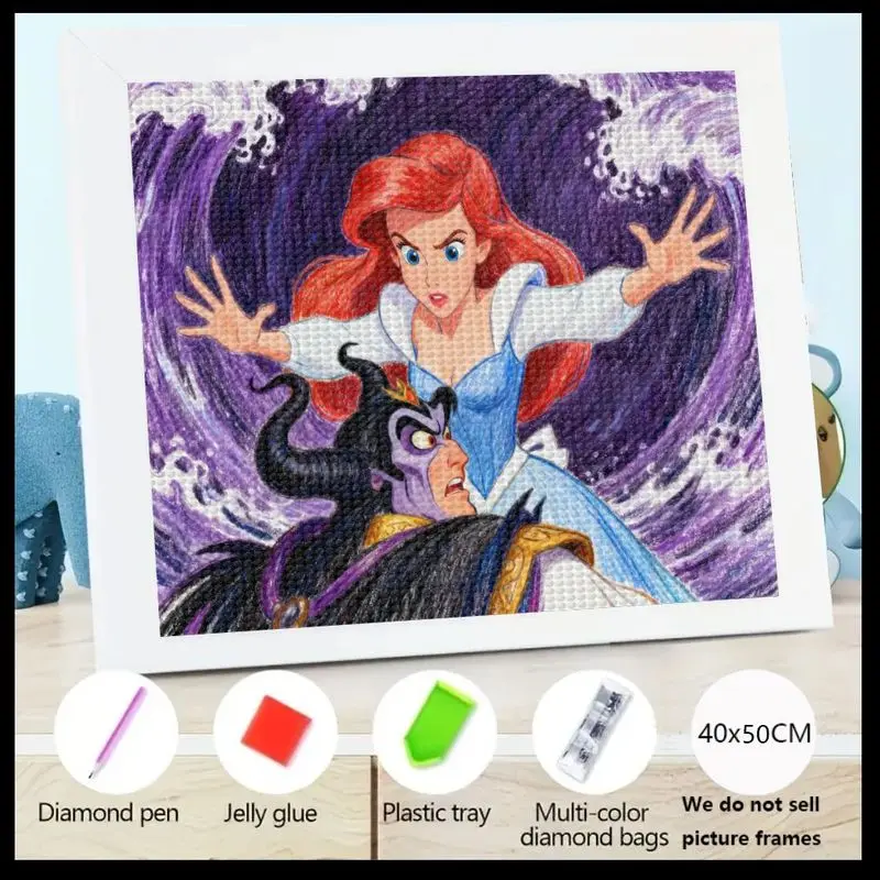 

1 шт., 5D алмазная живопись, набор «сделай сам», тема принцессы Диснея, яркая подводная сцена с Ариэлем и злодеем, полный набор для рукоделия с