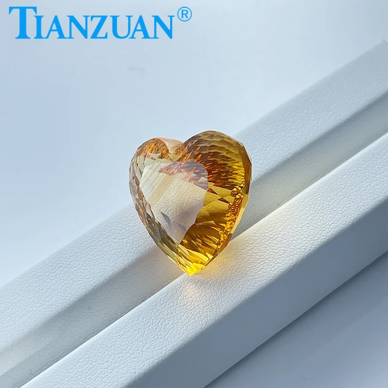 52.46ct Natural Citrine Golden Yellow Color Heart Shape Brilliant Cut Loose Gem Stone with GRC Certified