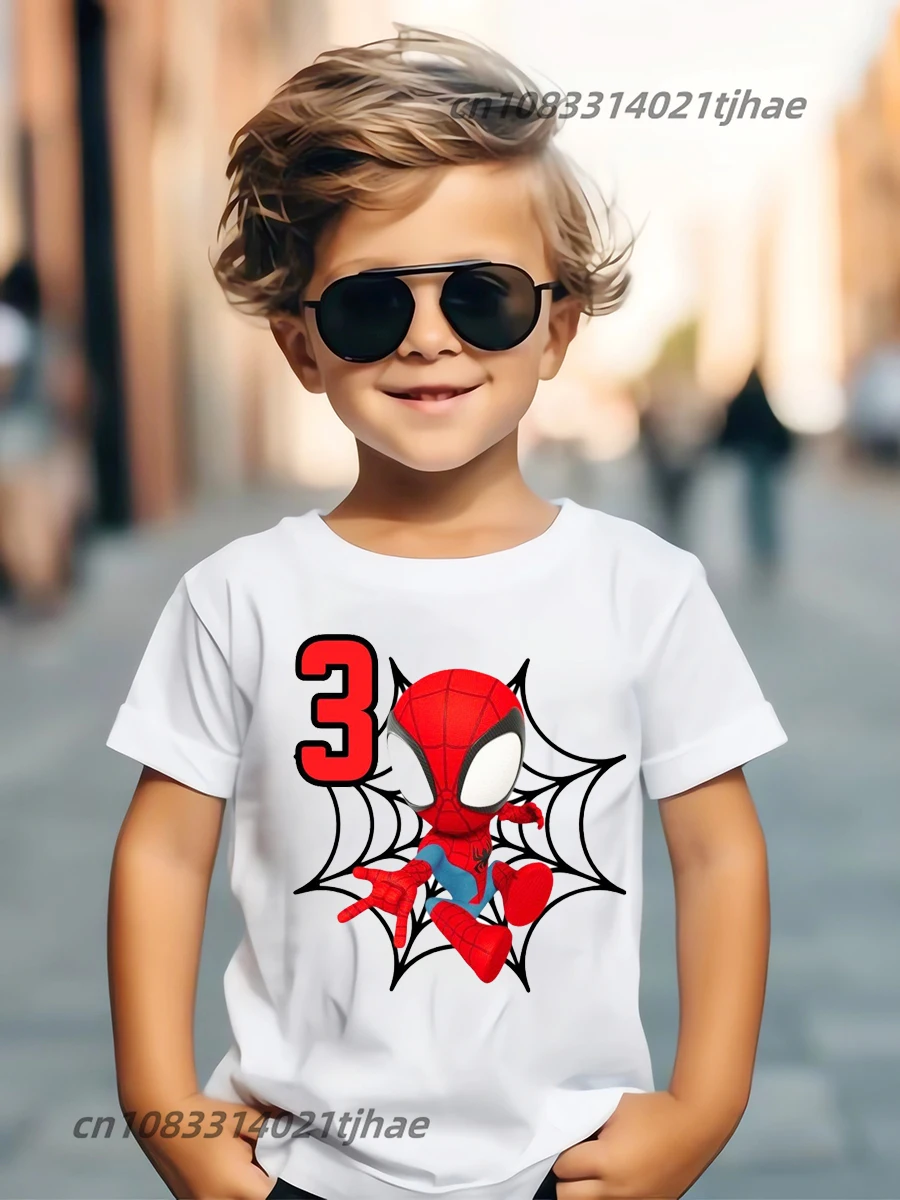 Marvel Spiderman Kids Birthday Party Tshirts Baby T-Shirt Tees Boys T Shirt with Clothes Children Fashion Tops image 4
