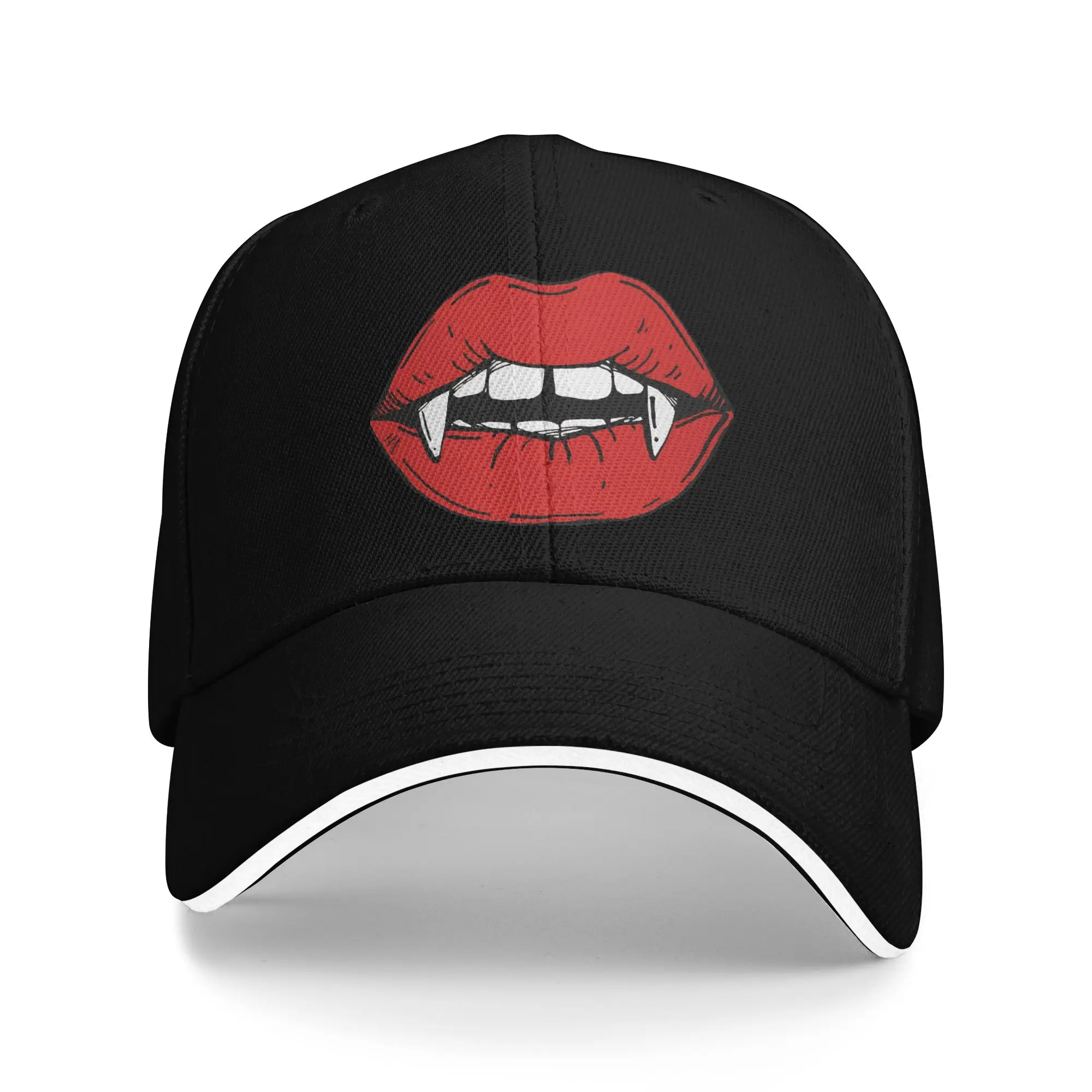 Vampire Red Lips Baseball Cap  Fitted Retro Trucker Hat Summer Unisex-Teens Hiking Fishing Baseball Caps
