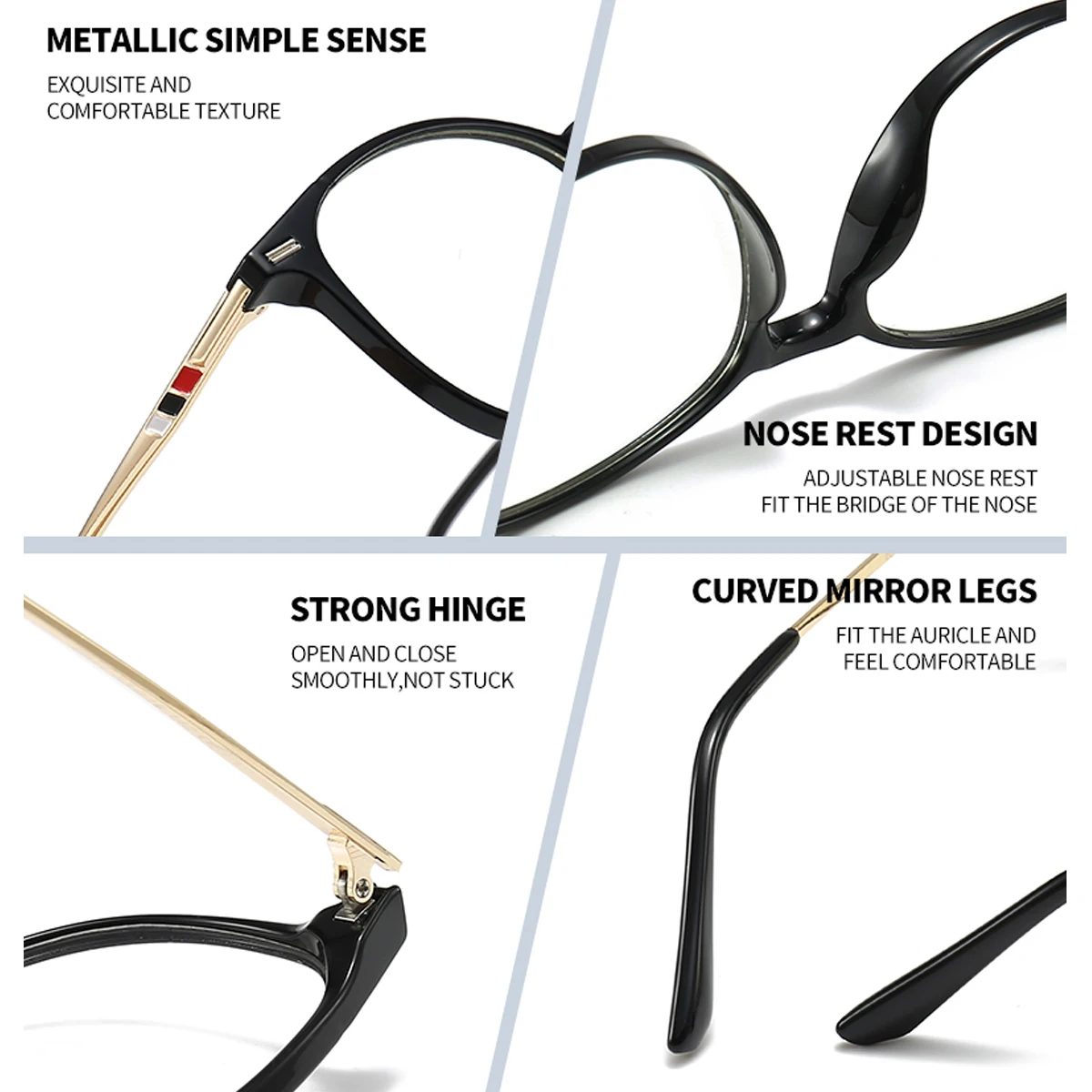 نظارات ريترو معدنية جديدة مضادة للضوء الأزرق، عصرية لمشاهير الإنترنت بنفس إطار نظارات عين القطة العصرية على طراز الكلية