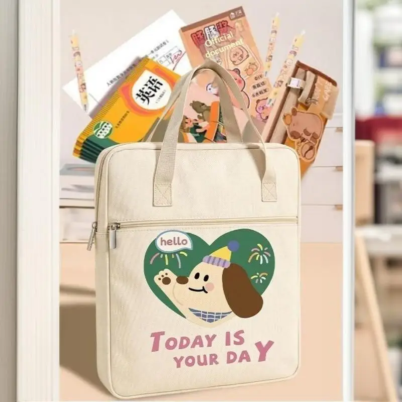 Niedliche Tragetasche mit Cartoon-Print, große Kapazität, Handtasche für Hausaufgaben, Dokumentenmappe, tragbare Handtasche für Studenten, Aufbewahrungstasche für Lernmaterialien. – Detail 10