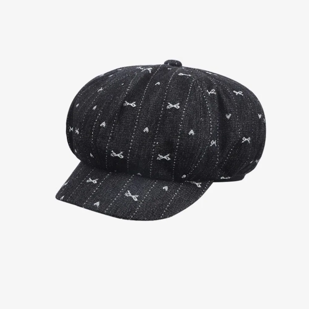 

Ins Vintage Retro Bow Beret Cloud Painter Octagonal Cap Artist Japanese Newsboy Cap Spring and Autumn