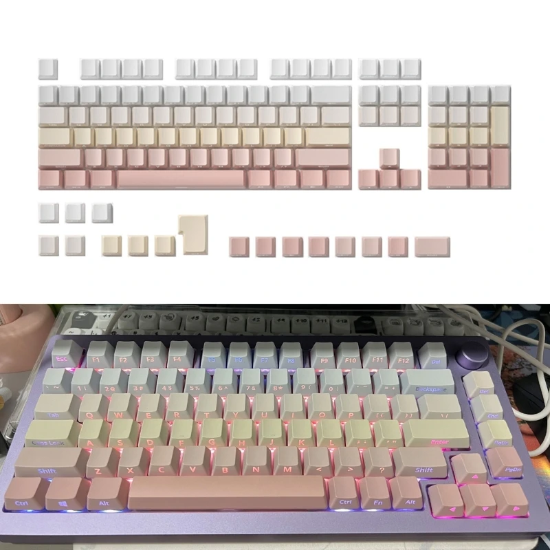 

121 Keys Double Shot Side Printed ABS Keycap Through LED Blacklit Caps For 60% 75% TKL 104 108 H8WD